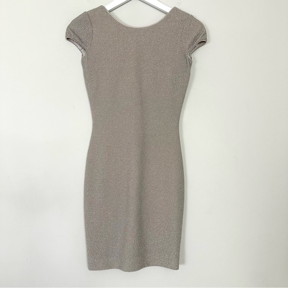 Dress the Population Metallic Shimmer Fitted Bodycon Short Sleeve Mini Dress - Picture 1 of 8